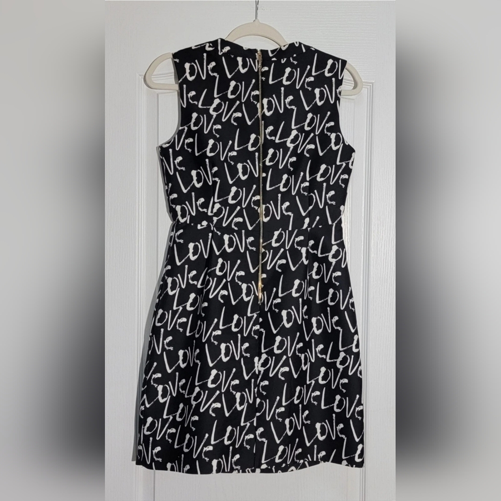 Kate Spade Dress Women's 4 Mindy Graffiti Love Black White Sleeveless Party - Picture 4 of 9